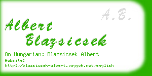 albert blazsicsek business card